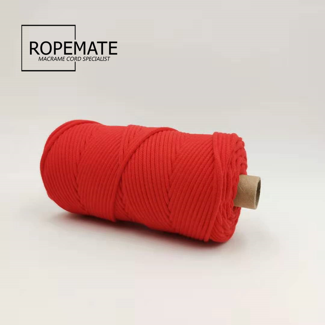 3MM MACRAME BRAIDED - CORED - RED
