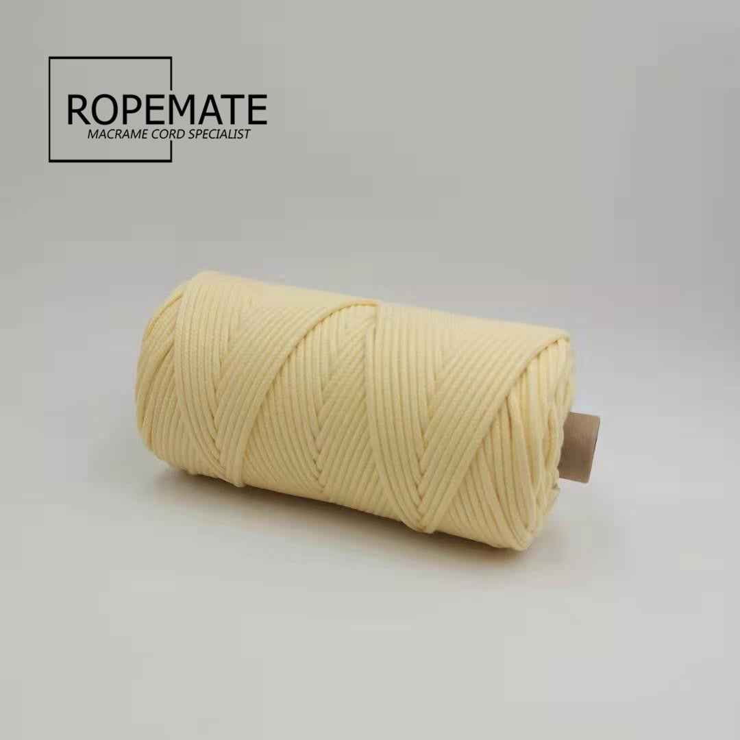 3MM MACRAME BRAIDED - CORED - CREAM YELLOW COLOR