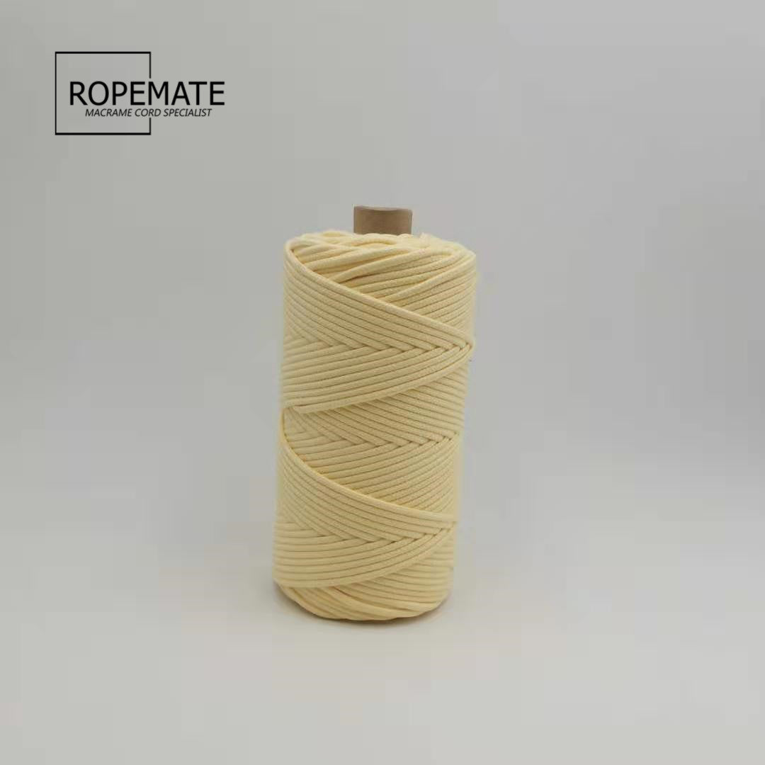 3MM MACRAME BRAIDED - CORED - CREAM YELLOW COLOR