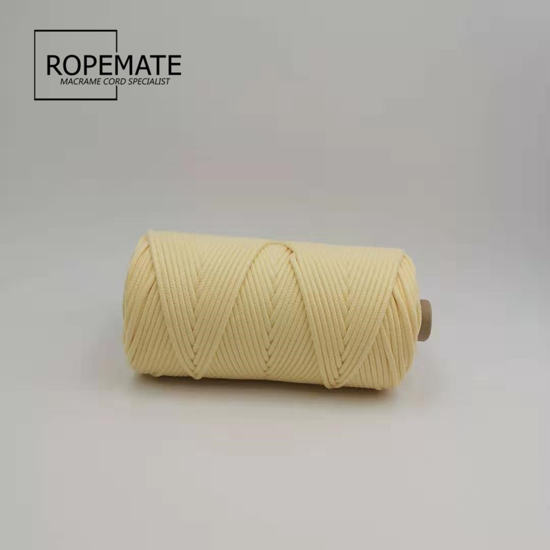 3MM MACRAME BRAIDED - CORED - CREAM YELLOW COLOR