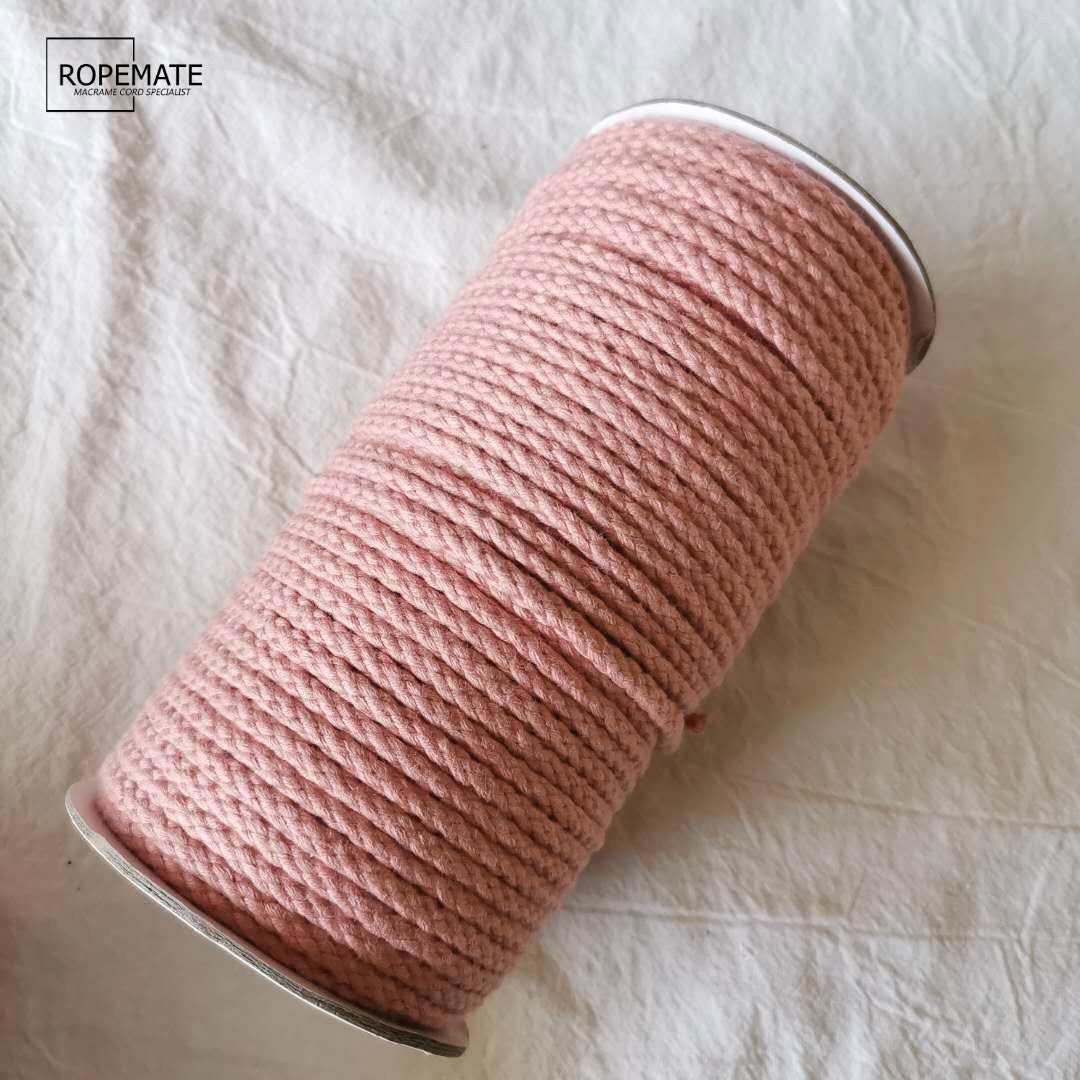 4MM MACRAME BRAIDED - PLAIT - BLUSH PINK