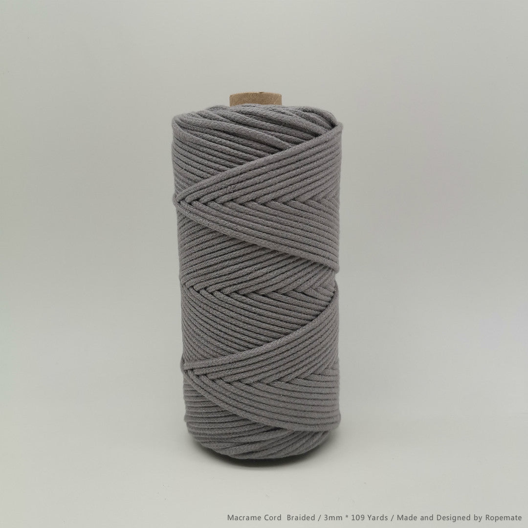 3MM MACRAME BRAIDED - CORED - SLATE GRAY