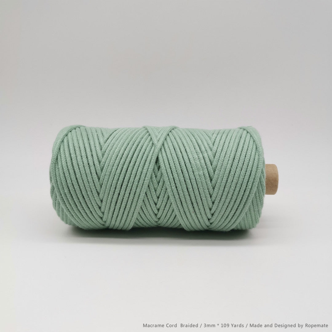 3MM MACRAME BRAIDED - CORED - AVOCADO GREEN