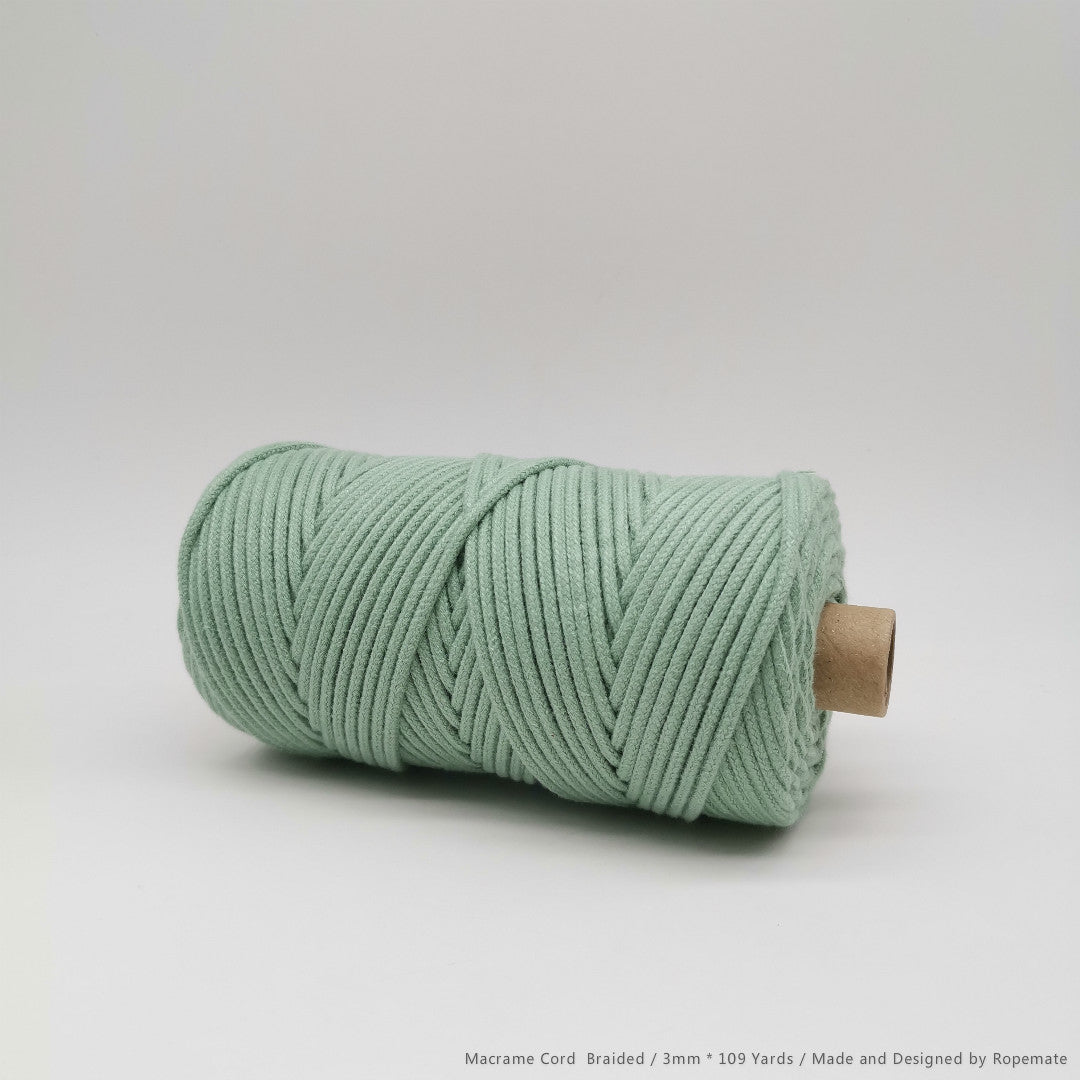3MM MACRAME BRAIDED - CORED - AVOCADO GREEN