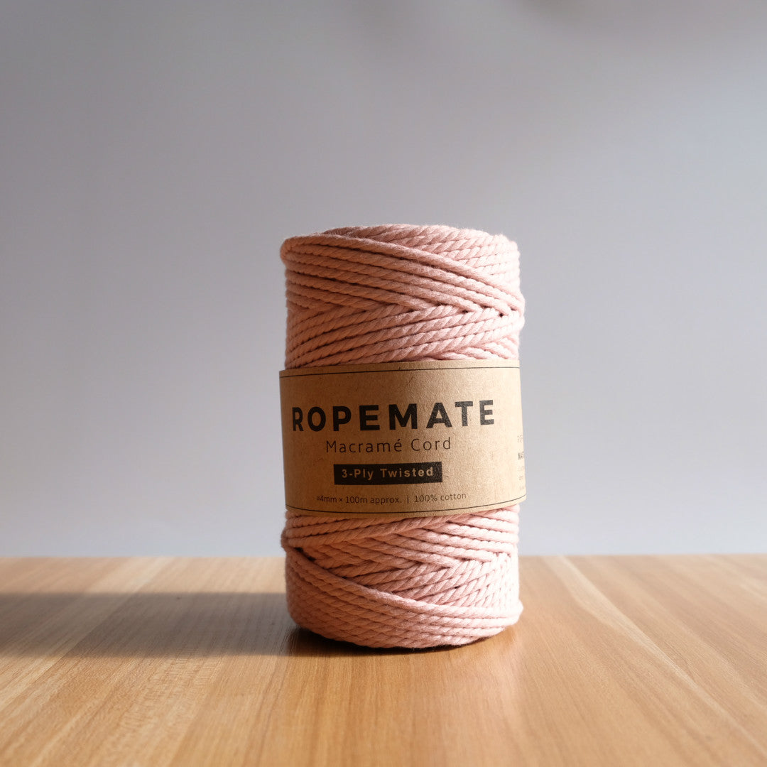 Black Cotton Twisted Macrame Cord 4mm 50Mrt Baby Pink, Packaging