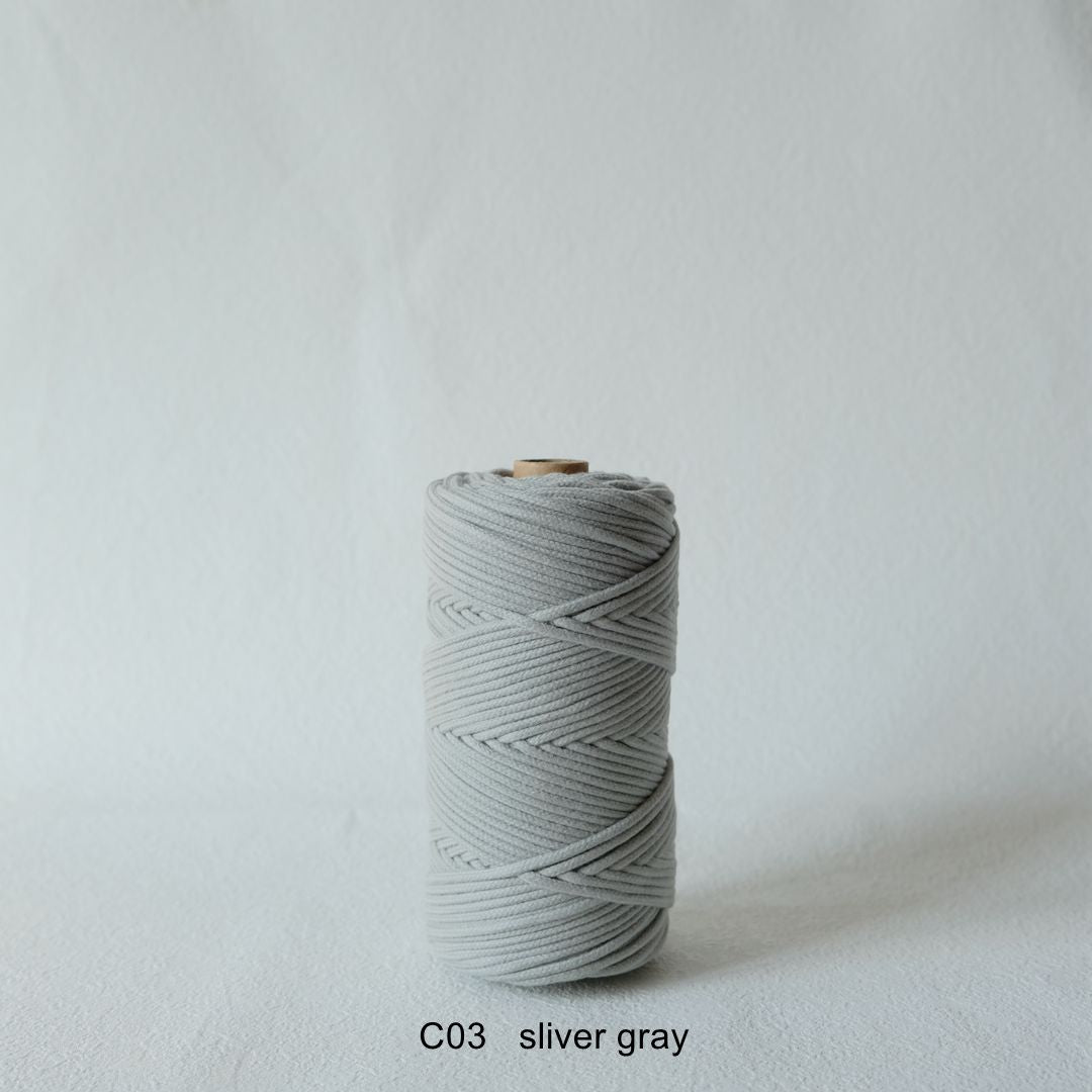 3MM MACRAME BRAIDED - CORED - SILVER GRAY