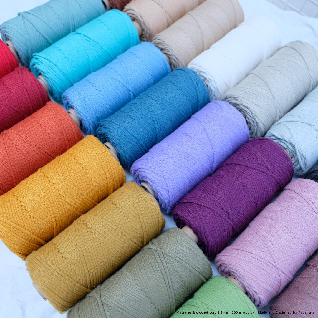 3MM MACRAME BRAIDED - XXLace - 30 COLORS