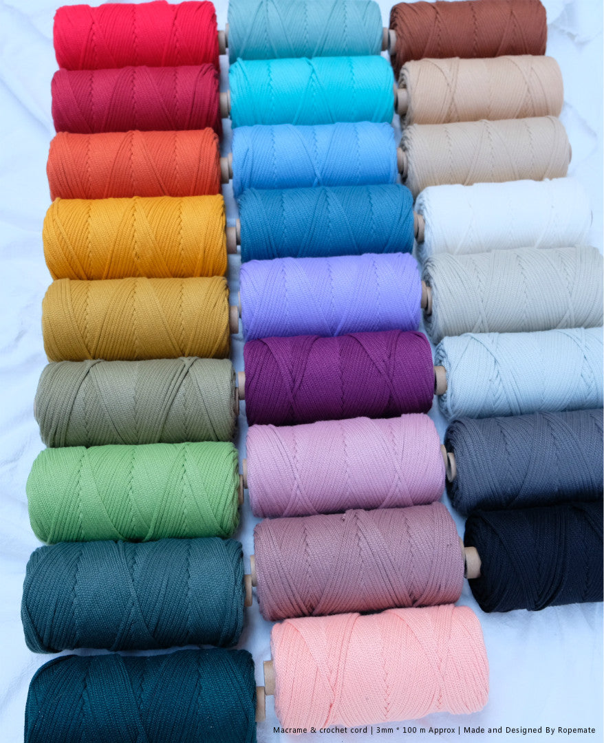 3MM MACRAME BRAIDED - XXLace - 30 COLORS