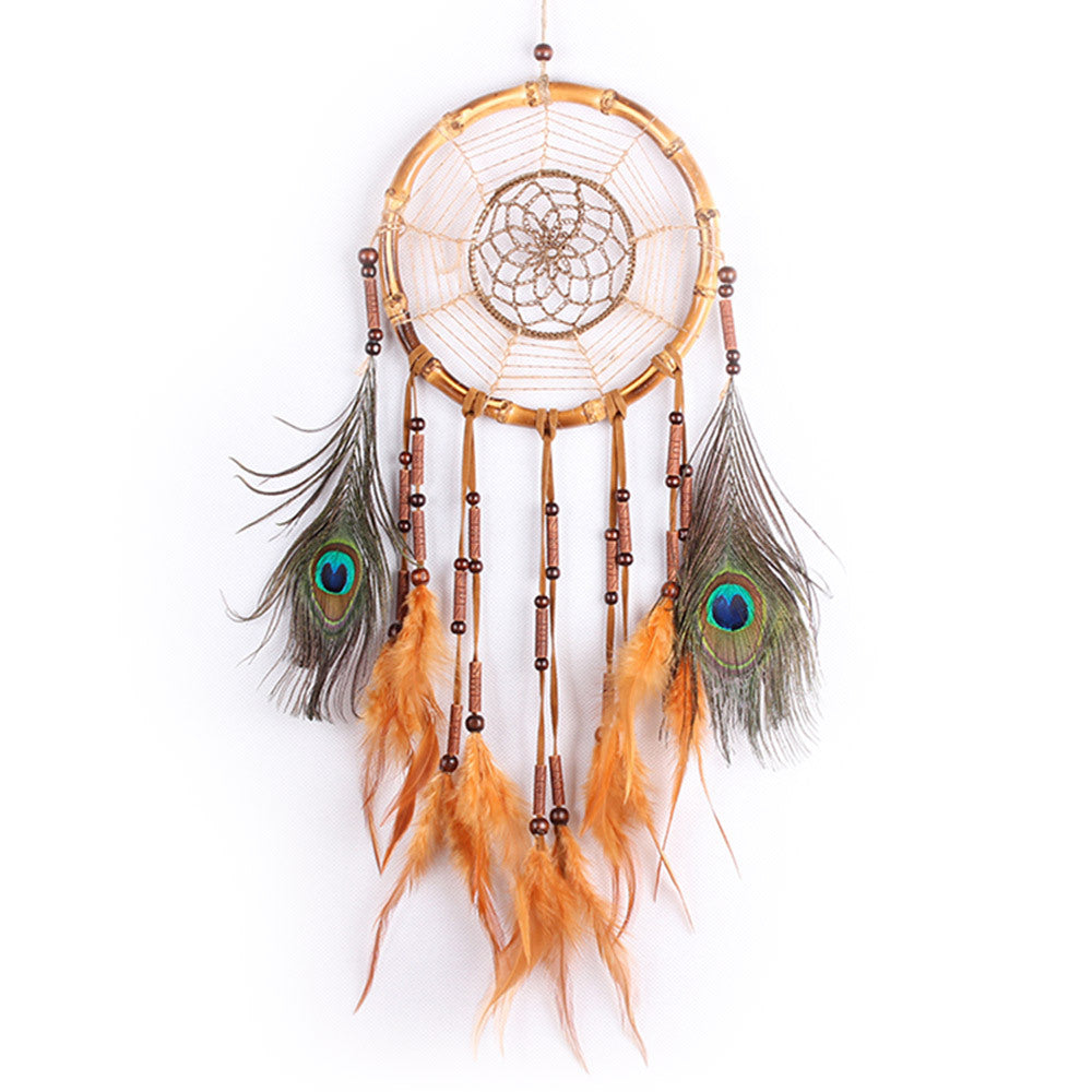 Linen rope bamboo circle dream catcher