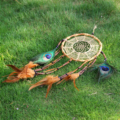 Linen rope bamboo circle dream catcher