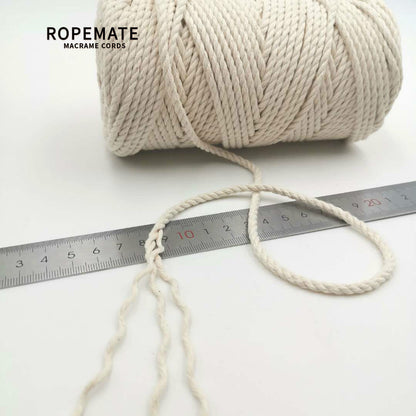 BASIC COTTON ROPE 3.5 MM - 3 STRAND - NATURAL