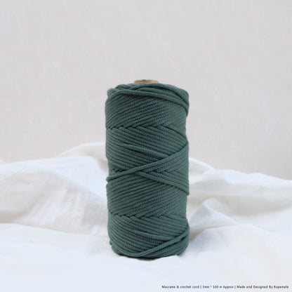 3MM MACRAME BRAIDED - XXLace - DARK GREEN